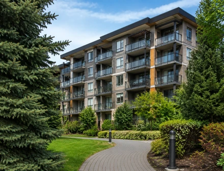 A low rise condo building on a treed street, condos for sale in Fleetwood, Surrey