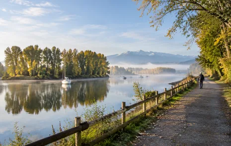 A riverside trail along Bedford Channel near Fort Langley, BC