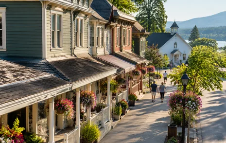 Heritage style storefronts on Glover Road in Fort Langley village, BC