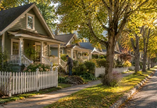 Small heritage cottage style houses on a quiet street in Port Hammond, Maple Ridge BC