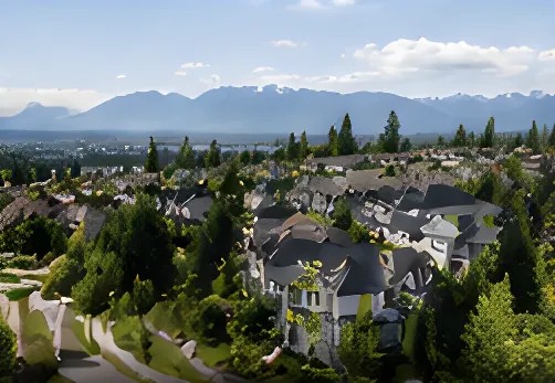 Homes for sale in Newton, Surrey with the Coast Mountains behind