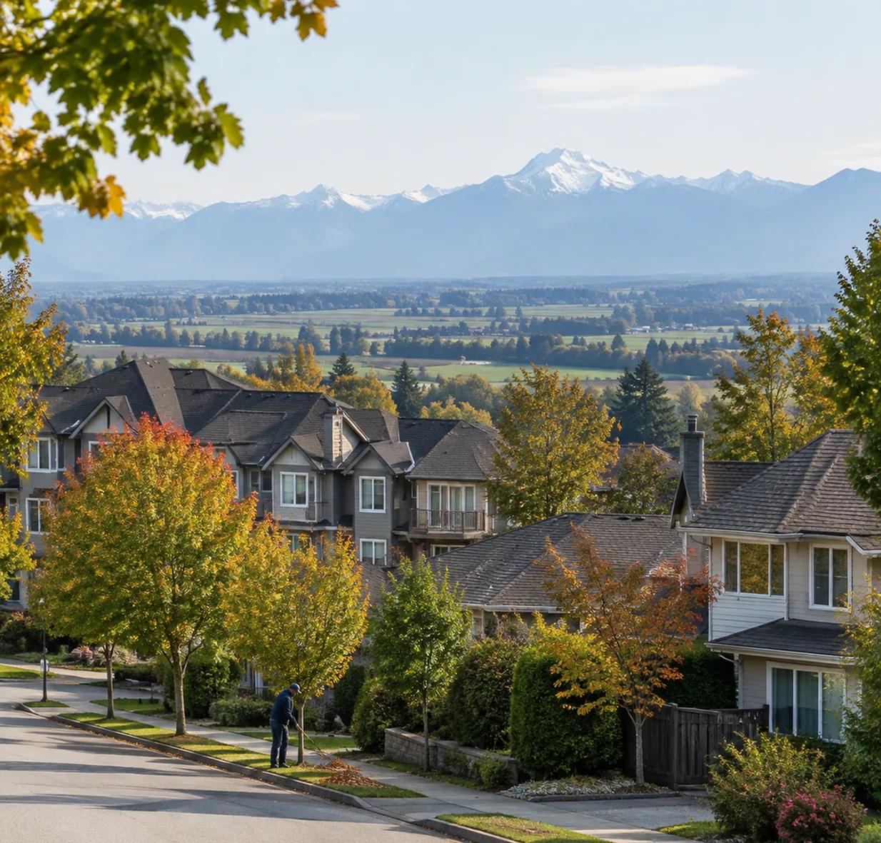 Townhomes and family houses near Clearbrook in West Abbotsford, BC