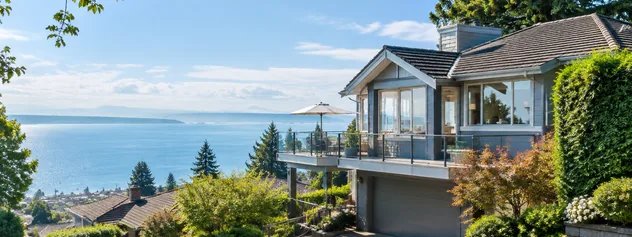 A detached house with ocean views on a sloping White Rock street, detached houses for sale in White Rock BC