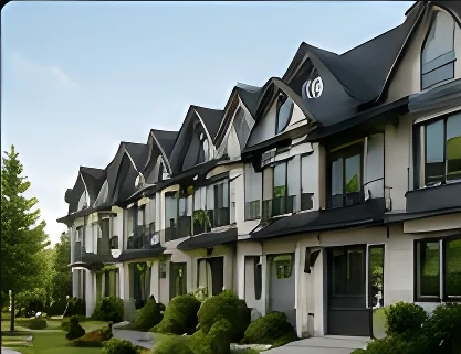 Newer townhomes on a landscaped street in Willoughby Heights, Langley