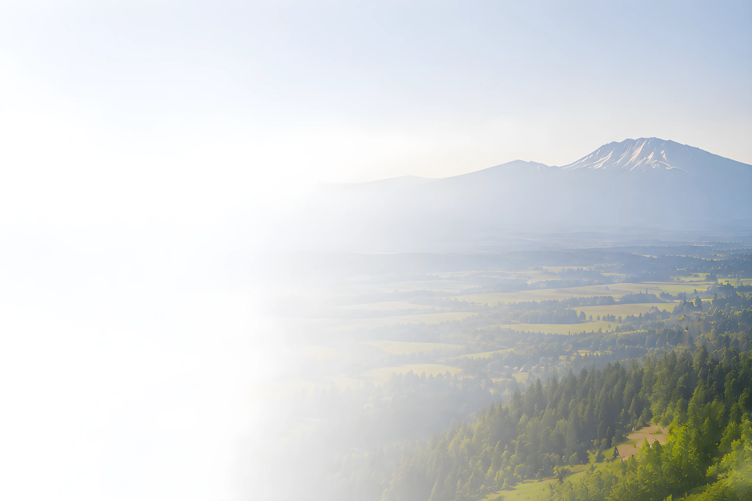 A bright Fraser Valley landscape with a distant snow capped mountain, the region these selling costs apply in